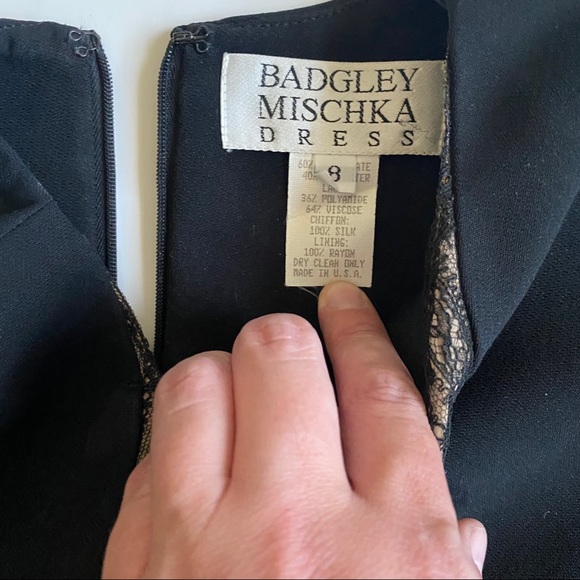Badgley Mischka Black Long Sleeve w/Lace Detail -8. Fits more like a 6. - Picture 7 of 7